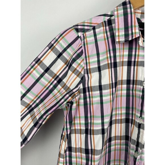 J. Crew Multicolor Plaid Classic Fit Long Sleeve Button Down Collared Top Size 2 - Picture 4 of 8